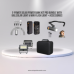 E-Power Solar Power Bank Kit Pro Bundle with Bag,Solar Light & Mini Flash Light + Accessories