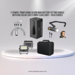 E-Power Power Bank 50,000 Mah Battery Kit Pro Bundle with Bag,Solar Light & Mini Flash Light + Accessories