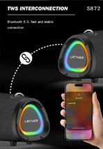 Lenyes S872 Portable Karaoke Bluetooth Speaker with Wireless Mic - Image 6